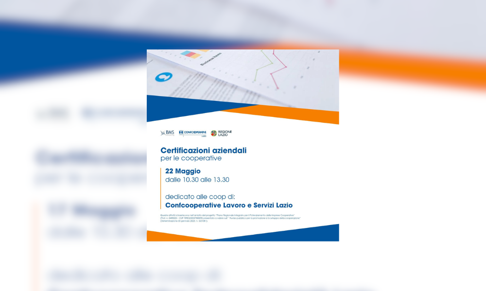 II° WEBINAR "CERTIFICAZIONI AZIENDALI PER LE COOPERATIVE"