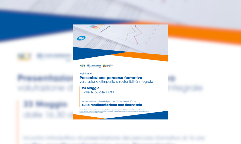 Webinar presentazione percorso formativo: valutazione d'impatto e sostenibilità integrale
